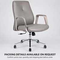 Chaise de bureau exécutive ergonomique moderne en cuir PU avec base chromée, hauteur réglable, roulettes pivotantes pour l'école et l'hôtel