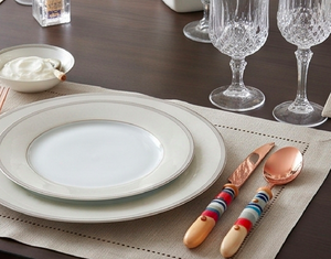 Juego de Cubiertos de Cobre con Diseño Retro a Rayas y Detalles en Madera, Aptos para Lavavajillas, Colección de Cubiertos para Camping - Product Image 5