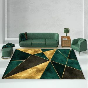 5 'X 7' moderno tappeto rettangolare geometrico interno verde nero & oro per soggiorno e camera da letto - Product Image 1