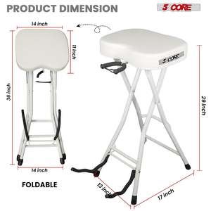 Tabouret de Guitare 5Core, Chaise Rembourrée Pliable de 3,15 po, Siège Musical Robuste avec Repose-Pieds Intégré, Support de Guitare - Product Image 3