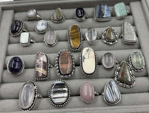 Women <b>Silver</b> Plated Geometric Streamlined Assorted Collection <b>Ring</b> Irregular <b>Adjustable</b> Open <b>Rings</b> - Product Image 2