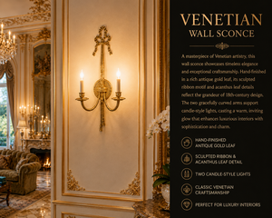 Ornate European Venetian Baroque Luxury <b>Wall</b> <b>Sconce</b> Decorative <b>Wall</b> <b>Light</b> with Elaborate Mirrorwork, Decorative Brass Framework - Product Image 5