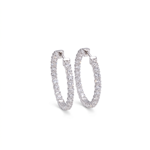 Round Lab Diamond Hoop Earrings 10K 14K 18K Solid Gold 925 Sterling Silver Minimalist Wedding Earrings Moissanite Hoop Earrings - Product Image 4