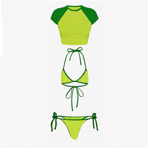 <b>Bathing</b> suit wholesale custom 3 piece bikini set swimwear with sarong factory price OEM private label - Product Image 5