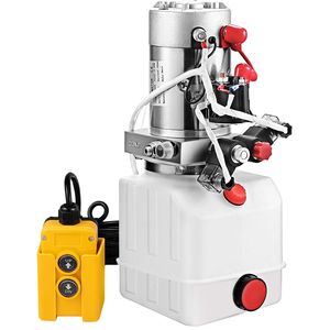Pompa Idraulica a Doppio Effetto da 4 Quarti con Pompa Elettrica, Nuova Condizione, Serbatoio in Plastica per Rimorchio Ribaltabile - Product Image 1