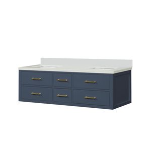 Blu 60 Pollici L X 22 Pollici Mobile Bagno Doppio con Top in Marmo Coltivato - Product Image 3