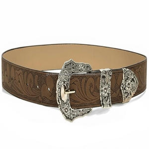 Ceinture de designer en cuir véritable de style punk floral gaufré à la main avec boucle Outillage fait à la main Ceinture occidentale en cuir pour hommes - Product Image 6