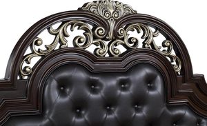 Luxury Classic Queen Bed Made Of Solid Mahogany Wood High Quality With PU leather <b>backrest</b> For Furniture Bedroom. - Product Image 4