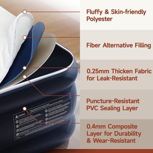 Colchón Inflable Queen con Bomba Integrada y Cubrecolchón Acolchado, Colchón Inflable Confortable de 20'' con Bolsa de Transporte - Product Image 2