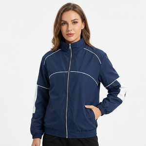 Chaqueta Bomber Deportiva Azul Marino para Hombre, Cuello Alto, Cierre de Cremallera Frontal, Resistente al Viento, Transpirable, Poliéster Ecológico, Ropa de Otoño - Product Image 6