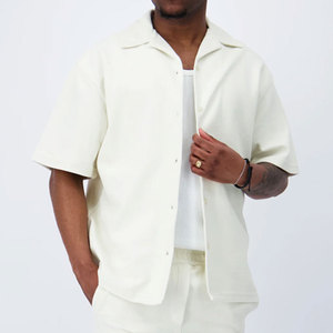 Custom Collar Design Formal Shirt Regular Fit Oversize Summer Wear Wholesale Best Selling Terry Fabric Quick Dry Men's <b>Twinset</b> - Product Image 3
