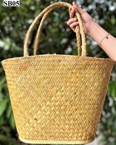 Bolso Tote Tejido a Mano de Seagrass Ecológico Minimalista, Bolso de Paja Vintage con Dos Asas, Parte Superior Abierta, para Playa, Viajes y Uso Diario - Product Image 6