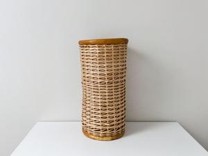 Vtg <b>Tall</b> Bamboo <b>Storage</b> Basket Decorative Rattan Wood Umbrella Holder Stand Natural Woven Home <b>Storage</b> Wholesale Supplier - Product Image 1