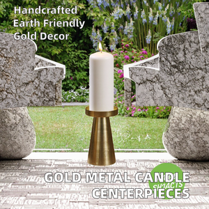 Portavelas Metálicos, Faroles y Portavelas de Cristal - Centros de Mesa Altos Dorados Hechos a Mano, Duraderos y Ecológicos para Bodas y Cumpleaños - Product Image 3