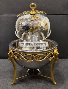 Beautiful Look New Top Trending Round Style Chafing Dish With Ornate <b>Legs</b> With Lid High-Quality Brass And Stainless For Wedding - Product Image 2