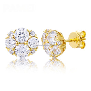 Pendientes de Diamantes de Moissanita con Forma Redonda, Plata de Ley 925, Tono Dorado, Joyería Elegante y Brillante de Moda al por Mayor - Product Image 4