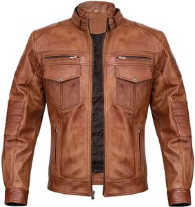 Chaqueta de cuero de primera calidad para hombre, estilo invierno, con cuero original, en oferta online a bajo precio. - Product Image 2