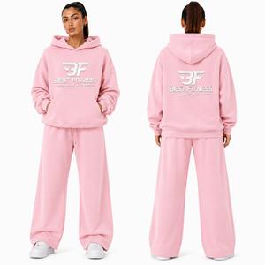 Chándal de Dos Piezas con Capucha para Mujer, Calidad Premium, 100% Algodón, Color Sólido Personalizable, Chándal Oversize de Lujo para Streetwear - Product Image 2