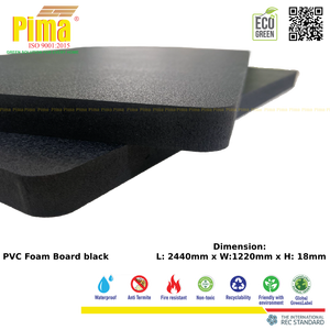Eco-friendly PVC WPC Foam Board <b>Sheet</b> 18mm Thickness 0.6 G/cm3 Density <b>Black</b> Color Celuka Waterproofing Materials Pima Vietnam - Product Image 4