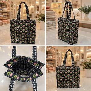 Floral Print Handmade Quilted Cotton <b>Canvas</b> <b>Tote</b> Vintage Bohemian Lady Shoulder Bag Women Fashion Lightweight Stylish Summer - Product Image 2
