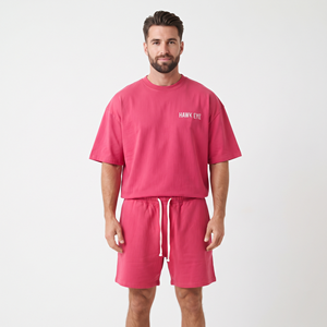 Ensemble short et t-shirt de sport pour homme, surdimensionné, personnalisé, 100% coton bio, haute qualité, été - Product Image 1