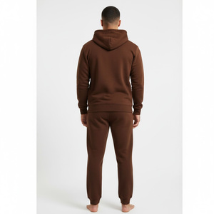 Conjunto Deportivo Personalizado de Forro Polar Marrón Transpirable para Hombre, Sudadera con Cierre de Cremallera y Cordón Ajustable, Pantalones Jogger, Cálido e Informal para Invierno - Product Image 2