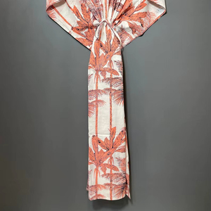 Nuevo y Elegante Kaftán con Estampado Animal, Cuello en V, Manga Corta, Cierre con Cordón, Corte Ajustado y Acampanado, de Algodón Suave Indio, con Encaje, Largo Completo, para Verano - Product Image 2