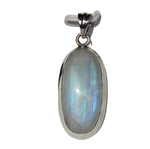 Pendentif unisexe en argent Sterling 925 fabriqué à la main avec pierre de lune fantaisie pierres de cristal de guérison naturelle réglage de lunette en forme de goutte - Product Image 2
