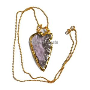Collier fantaisie en verre violet de type Cazin en forme de pointe de flèche - Product Image 6