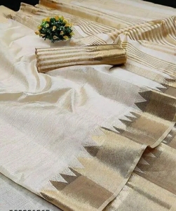 Sari de Seda Assam Elegante para Mujer KV con Blusa de Diseño en Contraste - Product Image 4