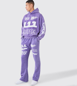 Mens Baggy Sweatpants Y2K Streetwear Wide Leg Sweat Pants Open Bottom Joggers Sweatpants <b>Yoga</b> Gym Track Pants with Pockets - Product Image 1