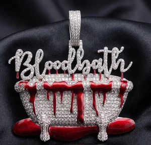 Iced Out Bloodbath Hip Hop Pendant Moissanite Letter Charm with Red Drip - Product Image 1