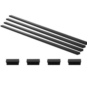 Pasamanos para Escaleras, Paquete de 4, 6.5 Pies, Acero Inoxidable, Barra Superior Rectangular, Negro Mate, para Escalones Interiores y Exteriores, con Tapas de Extremo - Product Image 1