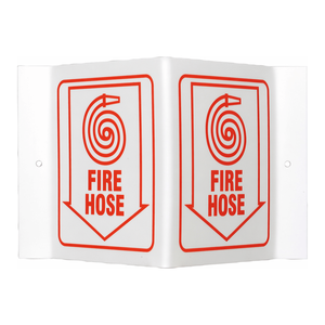Panneau de signalisation d'incendie Brady phosphorescent en forme de V, 6 x 9 pouces, pour marquage de sécurité d'urgence - Product Image 1