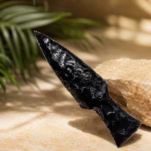 Lame de flèche en obsidienne noire de 6 pouces avec manche, pierre précieuse naturelle polie, décoration Feng Shui pour l'amour, fournisseur en gros - Product Image 2