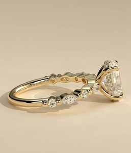 Bague de fiançailles de luxe en or jaune pour femme, diamant de laboratoire ovale de 1 carat, qualité supérieure, certification IGI, clarté VS-VVS - Product Image 2