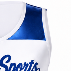 Maillot de cheerleading sans manches sublimé blanc et bleu roi, tenue de sport athlétique pour l'entraînement et la compétition - Product Image 3