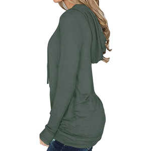 Nueva Llegada 2026 Sudadera de Algodón con Capucha y Manga Larga para Mujer, Color Sólido, con Bolsillos, Estilo Casual para Otoño/Invierno - Product Image 2