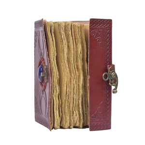 <b>A5</b> Vintage Leather Lock Diary <b>Notebook</b> Moon Embossed Design Stone Button Closure | 100 Pages Handmade Journal Gift OEM Custom - Product Image 1