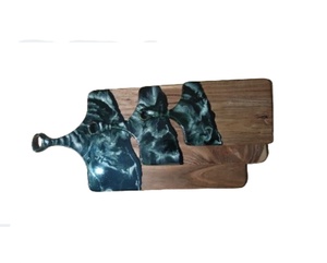 Planche à fromage rectangulaire en bois éco-stylisée en résine époxy sans danger pour les aliments, blocs à découper pour légumes, fromage, charcuterie - Product Image 3