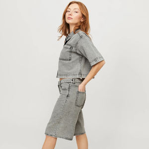 Shorts en jean de haute qualité pour femmes, design homme, logo personnalisé OEM, vente en gros, jeans amples et décontractés, streetwear personnalisé, nouvelle mode OEM - Product Image 4