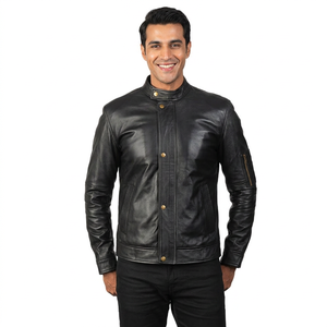 เสื้อแจ็คเก็ตหนังแท้ แขนยาว คลาสสิก น้ำหนักเบา สำหรับผู้ชาย - Product Image 1