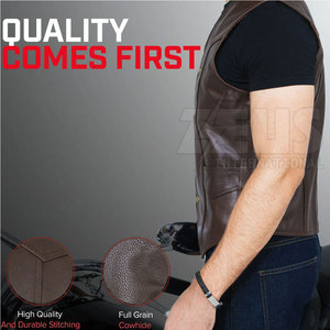 Chaleco de Cuero Personalizado de Alta Calidad para Hombre, Sin Mangas, Modelo 2026, Color Personalizado, Talla Adulto, para Uso en Exteriores - Product Image 3
