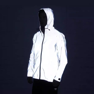 Veste de travail unisexe haute visibilité réfléchissante en polyester et maille, uniforme de sécurité blanc avec bordure noire pour usage extérieur - Product Image 2