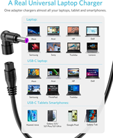 Chargeur universel pour ordinateur portable USB C 65W avec 15 embouts pour HP Asus Lenovo Dell Acer Toshiba Samsung IBM Câble d'alimentation pour ordinateur portable