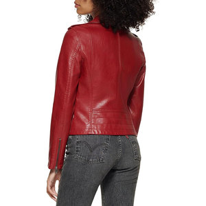 Chaqueta de Cuero de Piel de Oveja Estilo Vintage para Mujer, Color Marrón Desgastado con Bordado de Perlas y Rayas Delanteras, Bolsillos Grandes, a la Moda - Product Image 3