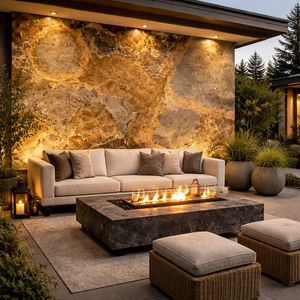 Autumn Rustic Translucent Stone Veneer Sheet Earth Tone Light Glow Finish for Backlit Interior Walls Ceilings Design - Product Image 1