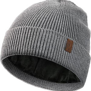 Fashion Manufacture Warm Super Soft Lined Beanie Soft Satin Lined Knit Hat Ski Cuffed Cap Winter Beanie Hats for Men Women Hat - Product Image 3