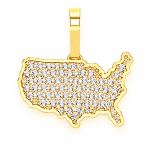 SHRAMAN DIAMOND Collier Pendentif Carte de l'État de New York en Or 10K Plaqué Or avec Diamants de Laboratoire Personnalisables et Sertis, Tendance, Unisexe - Product Image 1
