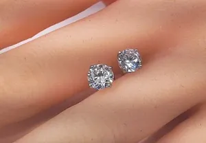 Tishya Diamond Unisex Moissanite <b>Stud</b> Earrings Gold Plated 925 Sterling <b>Silver</b> Trendy Gift Jewelry - Product Image 6